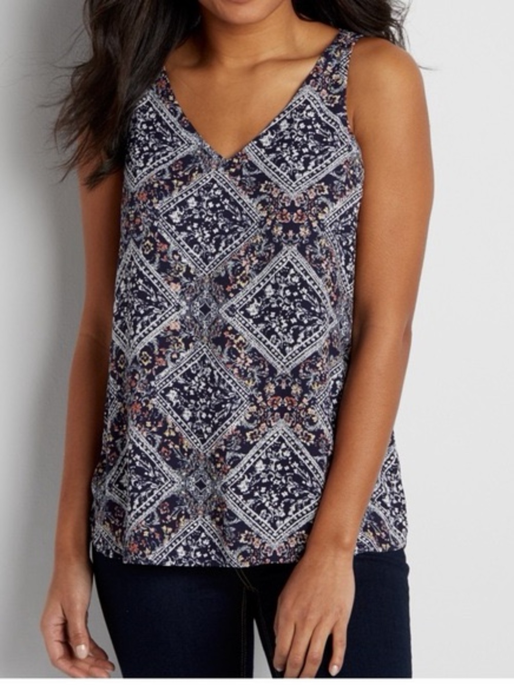 Maurices Navy Printed V-Neck Camisole